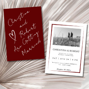 Minimalistische Red Boho klassische Skripthochzeit Einladung