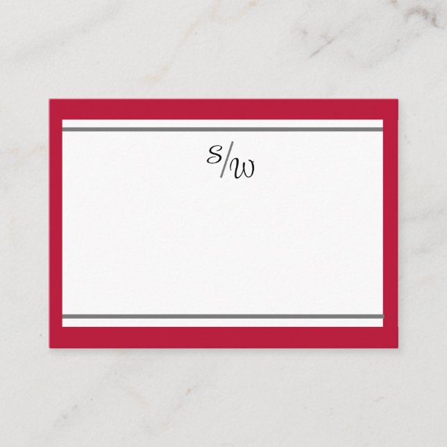 Minimalistische Red Border Monogram Note Card Hinweiskarte (Vorderseite)