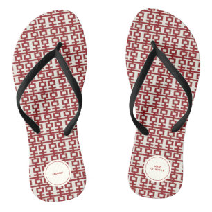 Minimalistische Red Double Happiness Chinesische H Flip Flops
