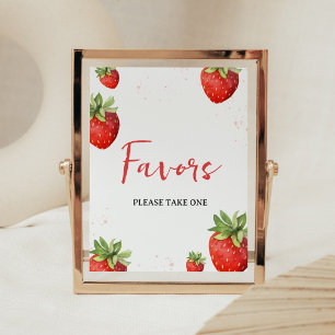 Minimalistische Red Strawberry Favoriten Poster