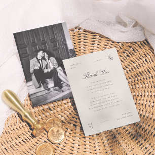 Minimalistische redaktionelle Foto-Hochzeit Dankeskarte