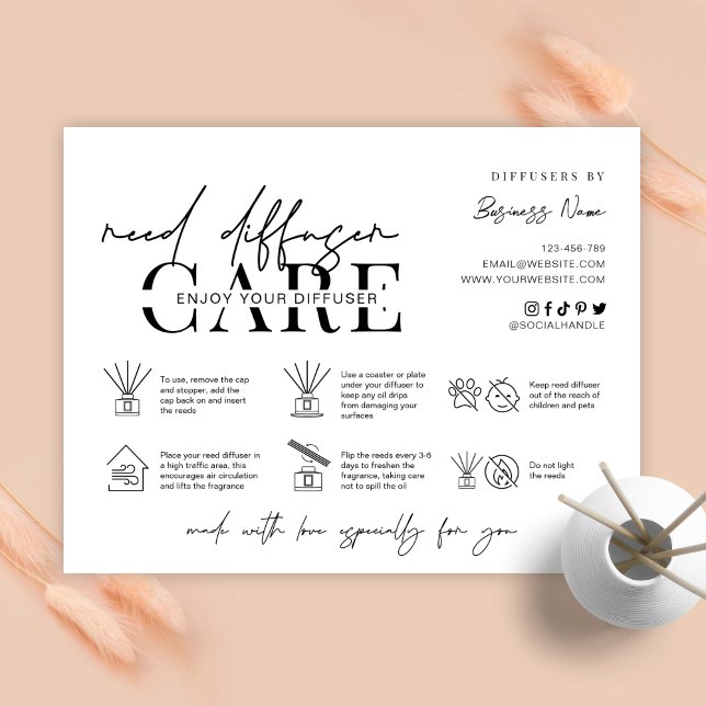 Minimalistische Reed Diffuser Care Instructions Ca Dankeskarte (Von Creator hochgeladen)