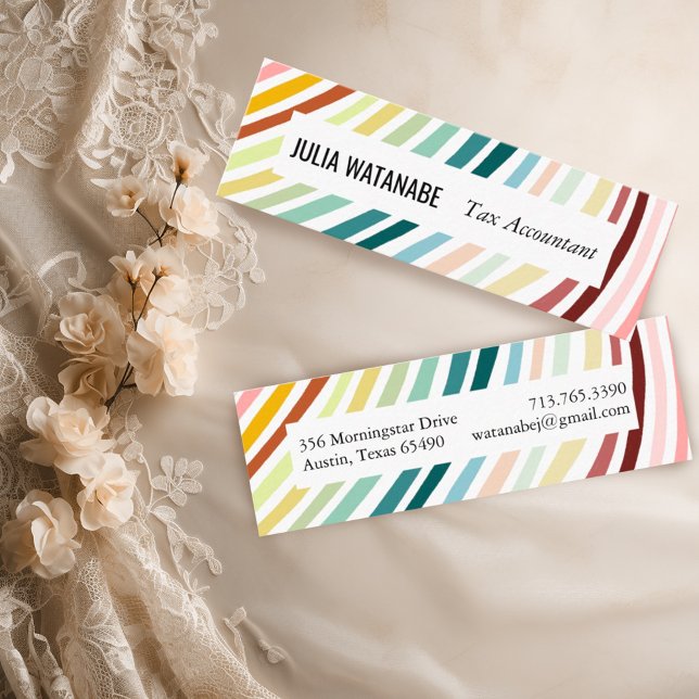 Minimalistische Regenbogenstreifen handgefertigt Mini Visitenkarte (Mini business cards with rainbow stripes)