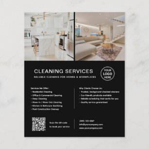 Minimalistische Reinigungsdienstleistungen Schwarz Flyer
