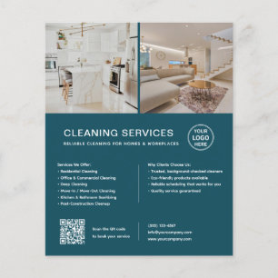 Minimalistische Reinigungsdienstleistungen Teal QR Flyer