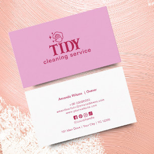 Minimalistische Reinigungsservice in Rosa Visitenkarte