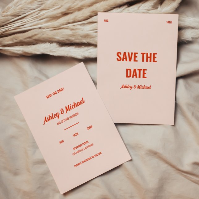 Minimalistische Retro-farbige Hochzeit Save The Date (Von Creator hochgeladen)