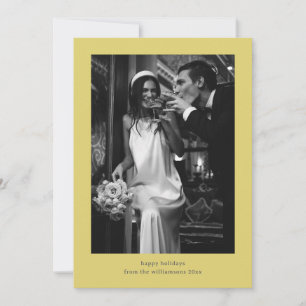 Minimalistische Retro-Foto Gelbe Hochzeitspaar Feiertagskarte