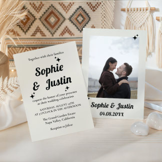 Minimalistische Retro-Foto-Hochzeitseinladung Einladung