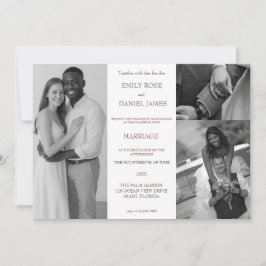 Minimalistische Retro-Fotocollage-Hochzeit Einladung