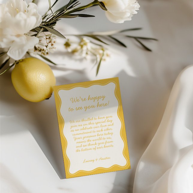 Minimalistische Retro-Gelbe Hochzeit Dankeskarte (Minimalist Retro Yellow Wedding Welcome Thank You Card)
