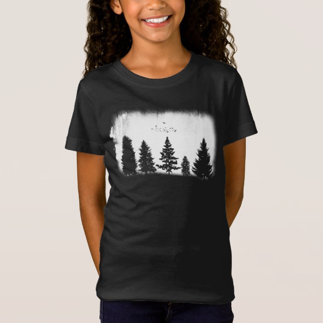 Minimalistische Retro Natur Wildbäume T-Shirt (Vorderseite)