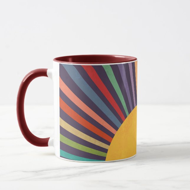 Minimalistische Retro-Regenbogen-Sonnenstrahlen Tasse (Links)