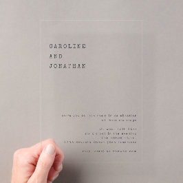 Minimalistische Retro-Schreibmaschinen-Schrift Hoc Acryleinladungen