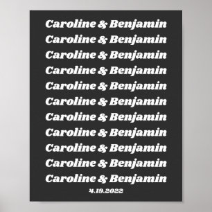 Minimalistische Retro-Text-Schwarz-weiße Doppelnam Poster