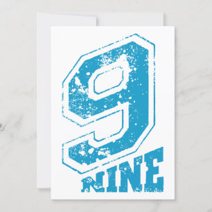 Minimalistische Retro Typografie Blue Number Nine Feiertagskarte