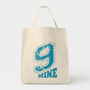 Minimalistische Retro Typografie Blue Number Nine Tragetasche