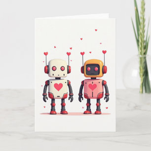 Minimalistische Roboter-Herzen-Karte Karte