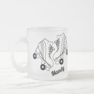 Minimalistische Rollschuhzeichnung mit individuell Mattglastasse