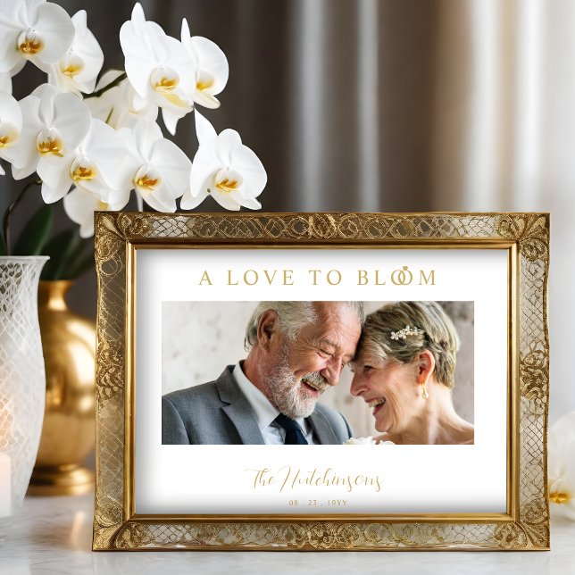 Minimalistische romantische Hochzeit Foto Jubiläum Poster (Minimalist Romantic Wedding Photo Anniversary in Faux Gold Posters for Welcome Guests.)