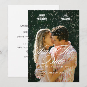 Minimalistische romantische Regenhochzeitsfoto  Save The Date