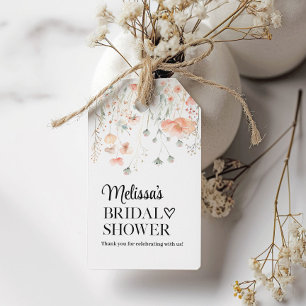 Minimalistische Rosa Blumenbecher Brautparty Geschenkanhänger