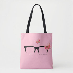 Minimalistische Rosa Butterfly Brille Totbeutel