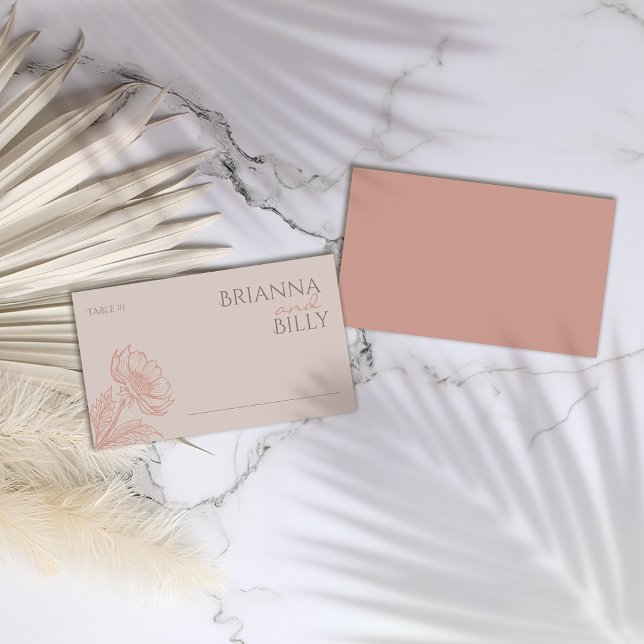 Minimalistische Rosa Floral Wedding Platzkarte (Von Creator hochgeladen)