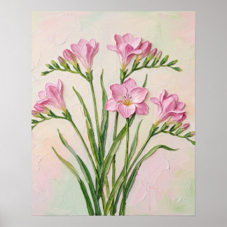 Minimalistische rosa Freesien-Abstrakte Wandkunst Poster