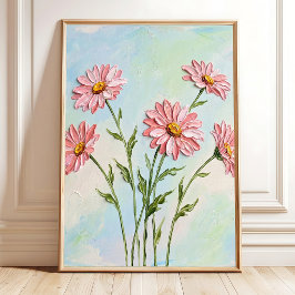 Minimalistische rosa Gänseblümchen-Abstrakte Wandk Poster