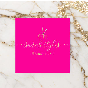 Minimalistische Rosa Goldhaarstylle Telefonnummerkarte