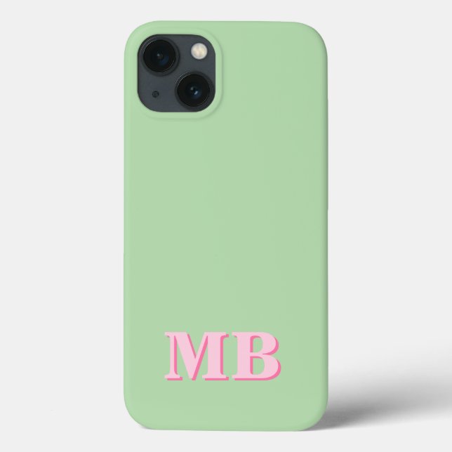 Minimalistische rosa Grüne Anfangsmonogramm Case-Mate iPhone Hülle (Rückseite)
