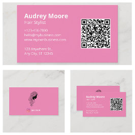 Minimalistische Rosa-Haar-Stickerei Visitenkarte