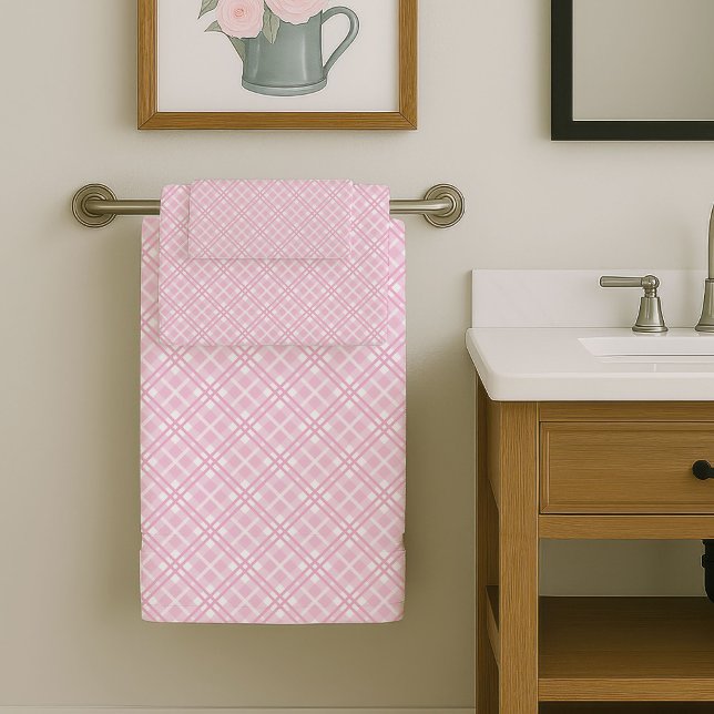 Minimalistische rosa Handtücher moderne Badezimmer (Minimalist Pink Towels Modern Bathroom Accent)