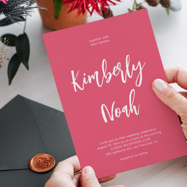 Minimalistische Rosa-Hochzeit Einladung (Von Creator hochgeladen)