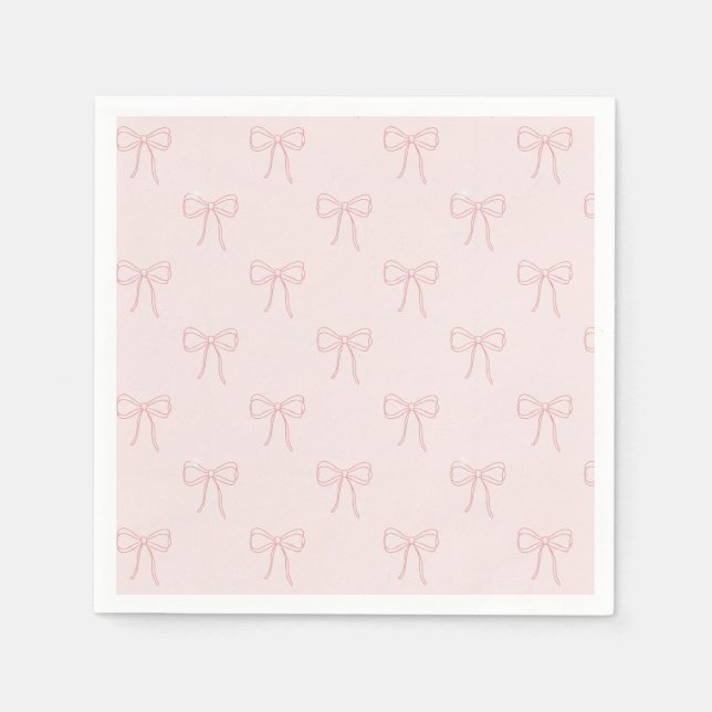 Minimalistische rosa Linienkunst-Schleife Serviette (Vorderseite)