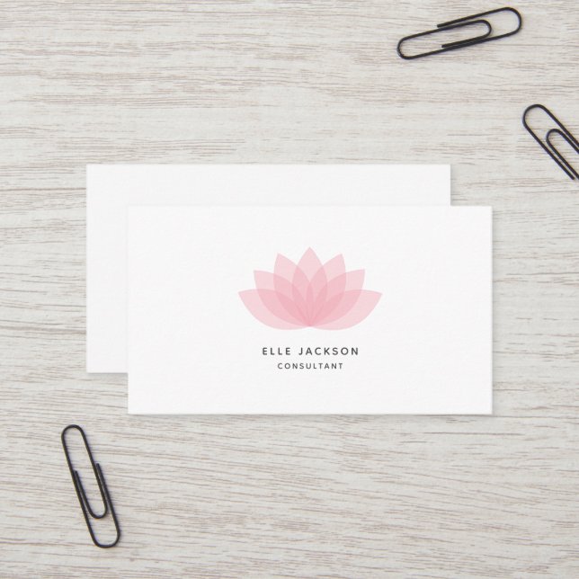Minimalistische Rosa-Lotus-Visitenkarte Visitenkarte (Vorderseite/Rückseite Beispiel)
