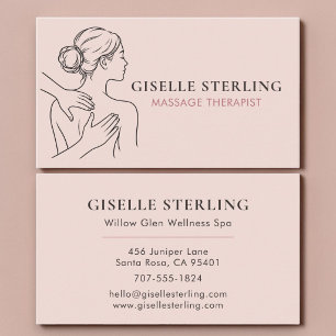 Minimalistische rosa Massagetherapeutin Visitenkarte