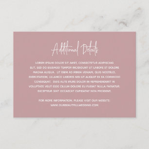 Minimalistische rosa Moderne Hochzeit Begleitkarte