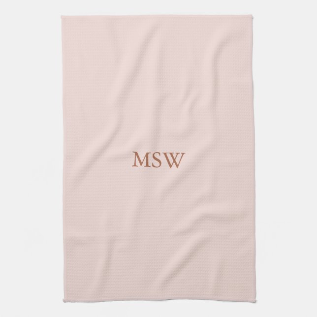Minimalistische Rosa-Monogramm-Initialen Geschirrtuch (Vertikal)