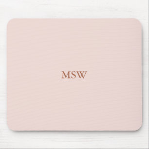Minimalistische Rosa-Monogramm-Initialen Mousepad