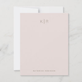 Minimalistische Rosa-Monogramm-Karte Mitteilungskarte
