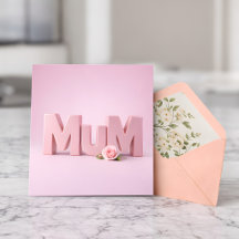 Minimalistische rosa MuM-Muttertags-Karte | Elegan