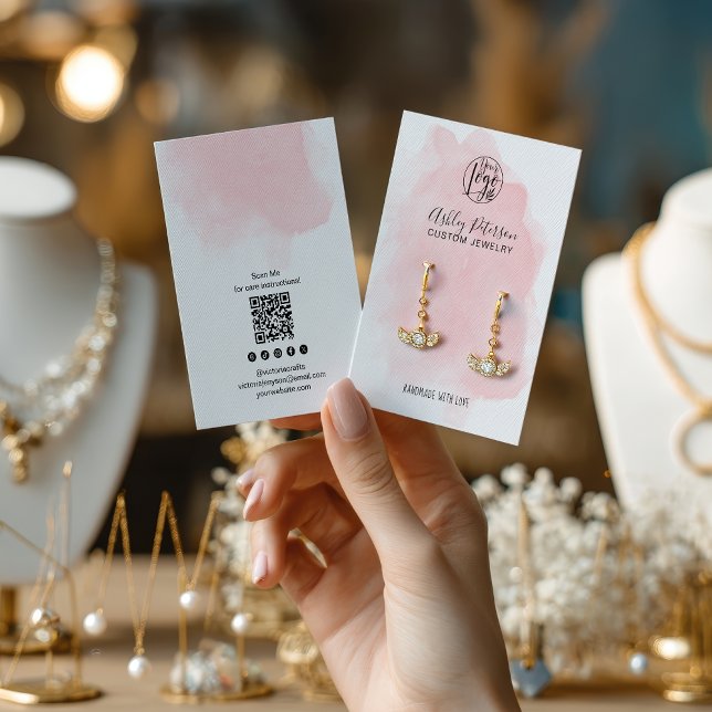 Minimalistische Rosa Pinsel Logo Schmuck Ohrring-A (Minimalist pink brush logo jewelry earring display)