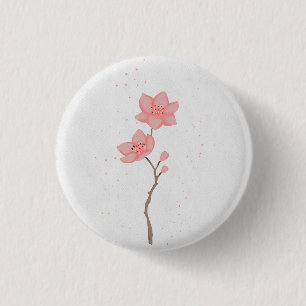 Minimalistische rosa Sakura-Kirschblüten-Blumenkun Button