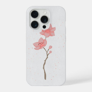 Minimalistische rosa Sakura Kirschblüten Blumenkun iPhone 15 Pro Hülle