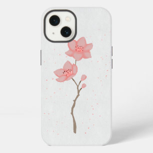 Minimalistische rosa Sakura-Kirschblüten-Blumenkun iPhone 13 Hülle