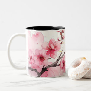 Minimalistische rosa Sakura-Zen-Kaffeetasse Zweifarbige Tasse