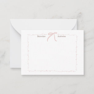 Minimalistische rosa Schleife personalisierte Schr Mitteilungskarte