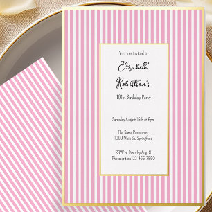 Minimalistische rosa Streifen Gold 101. Geburtstag Folieneinladung